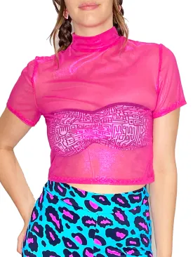 Pink Mesh Crop Top (Large)