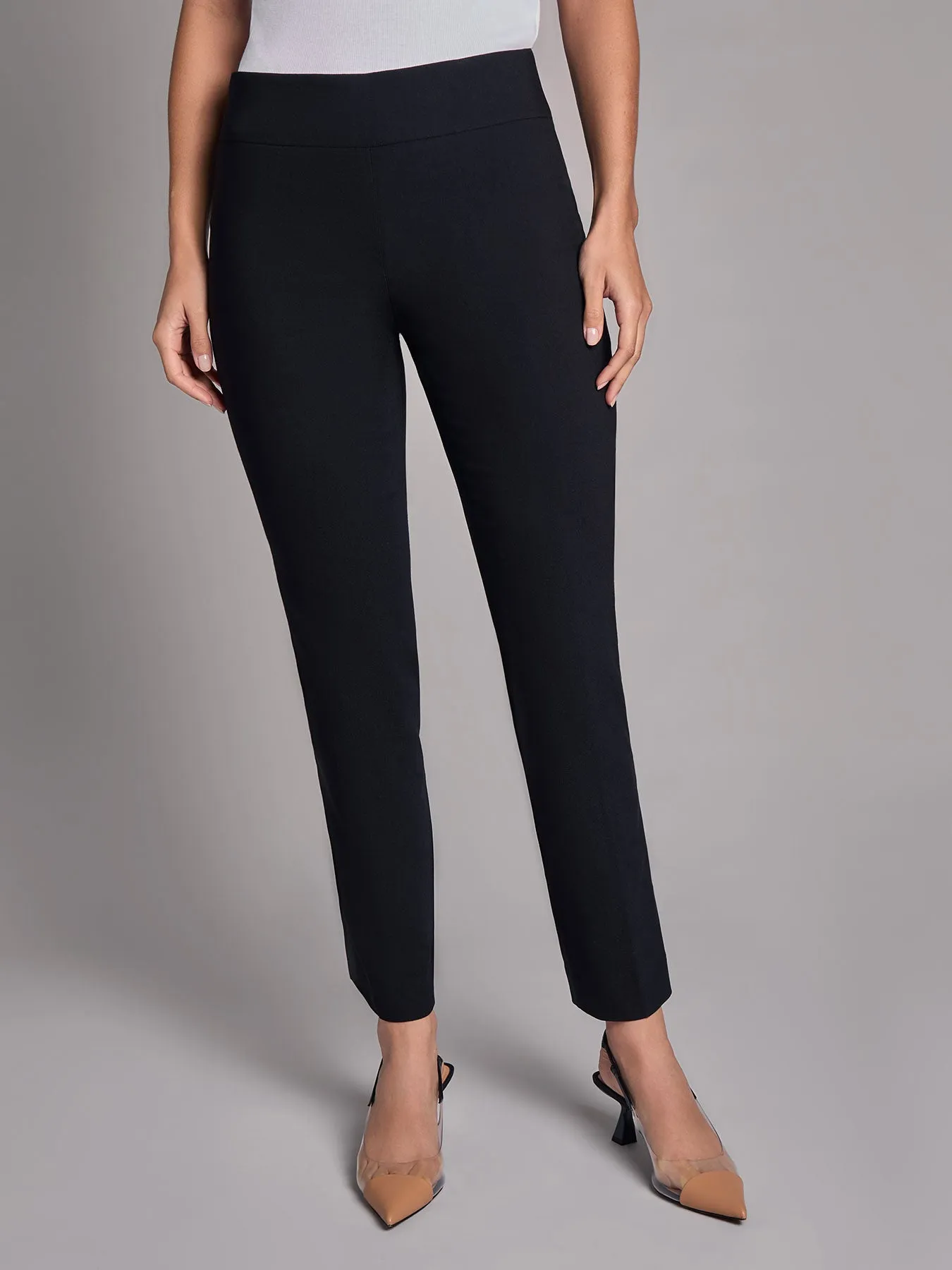 Plus Pull-On Straight Leg Pants, Stretch Twill