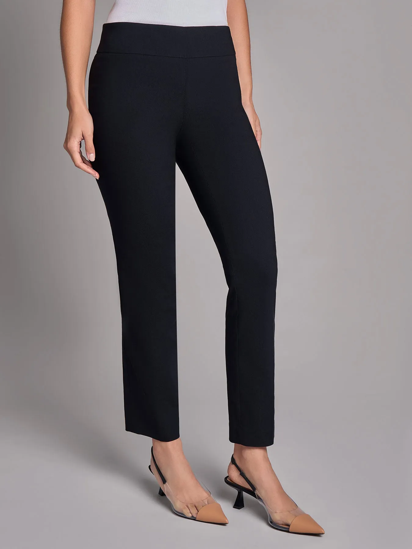 Plus Pull-On Straight Leg Pants, Stretch Twill