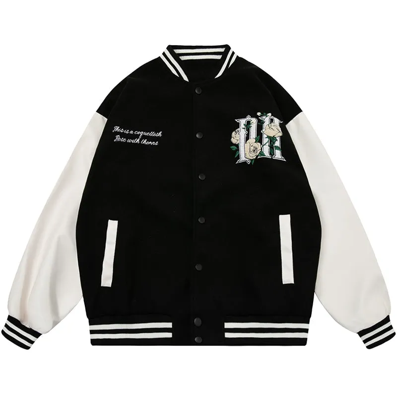 PopFlying Retro Letterman Varsity Jacket Rose