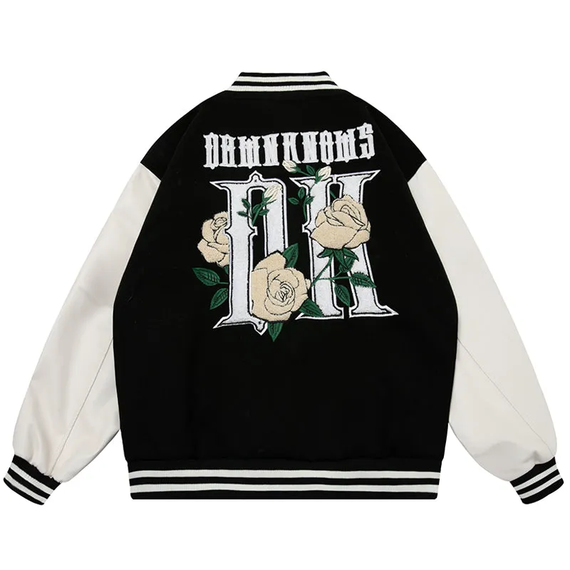 PopFlying Retro Letterman Varsity Jacket Rose