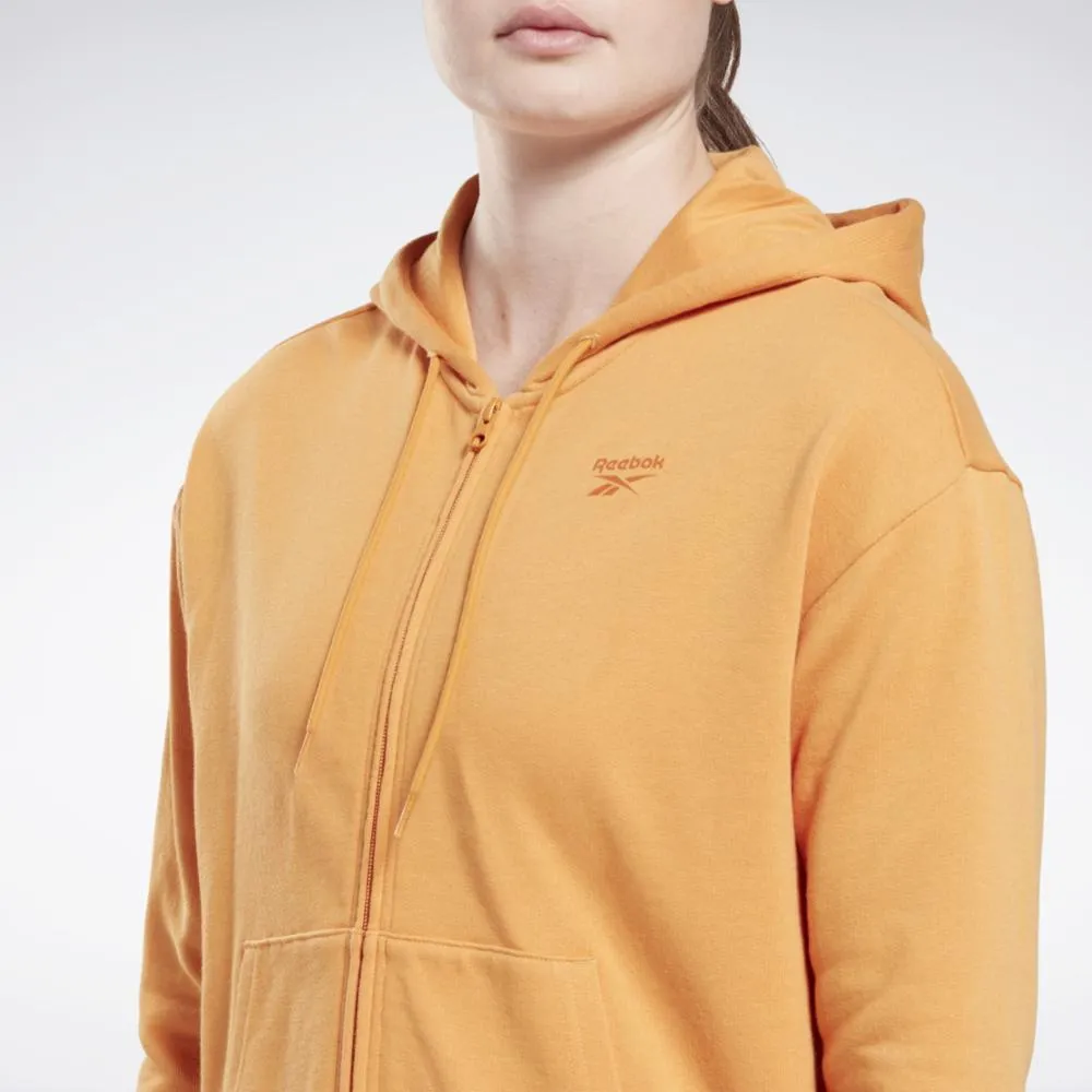 Reebok Apparel Women Reebok Identity Small Logo French Terry Zip-Up Hoodie PEAFUZ