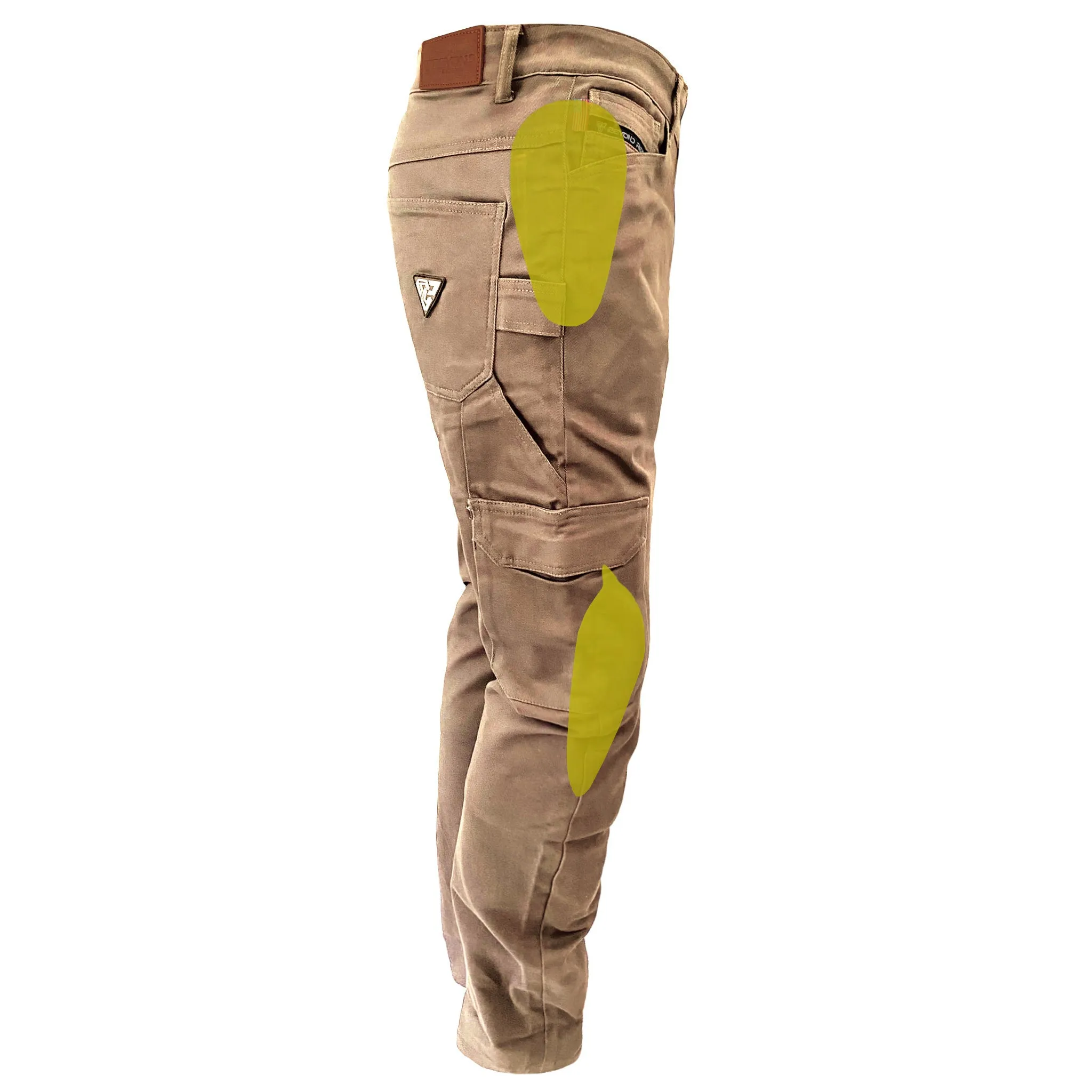 SALE Relaxed Fit Cargo Pants - Khaki Solid with Pads