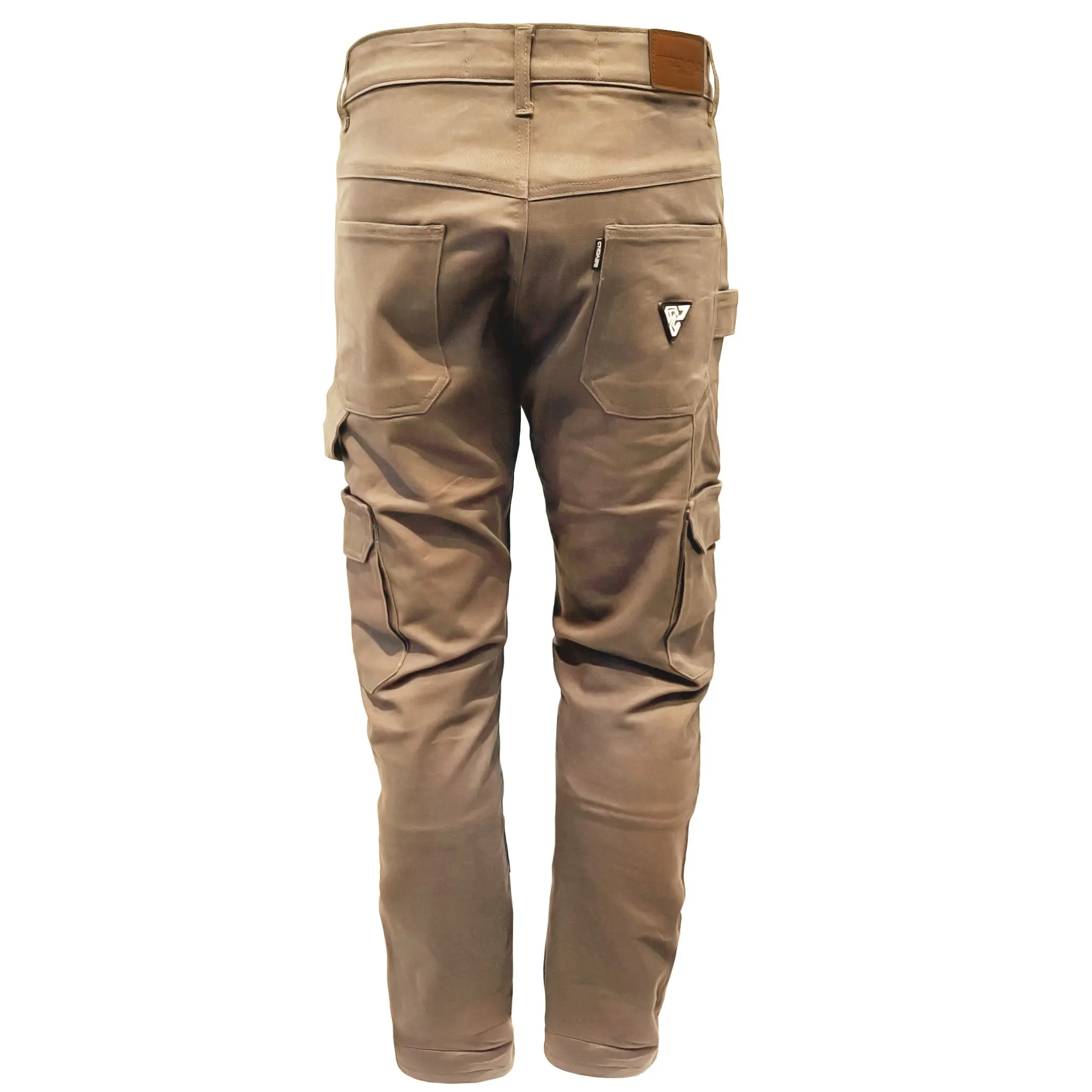 SALE Relaxed Fit Cargo Pants - Khaki Solid with Pads