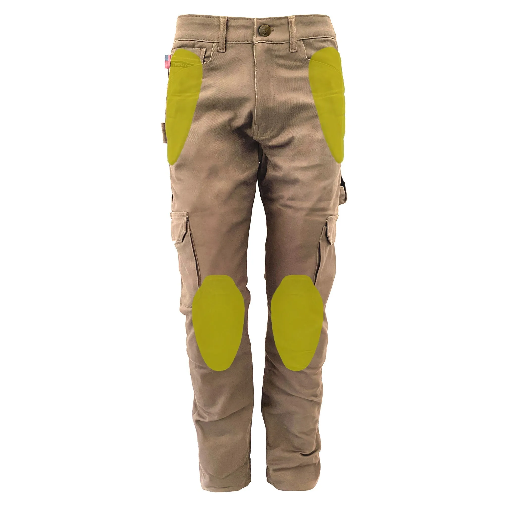 SALE Relaxed Fit Cargo Pants - Khaki Solid with Pads