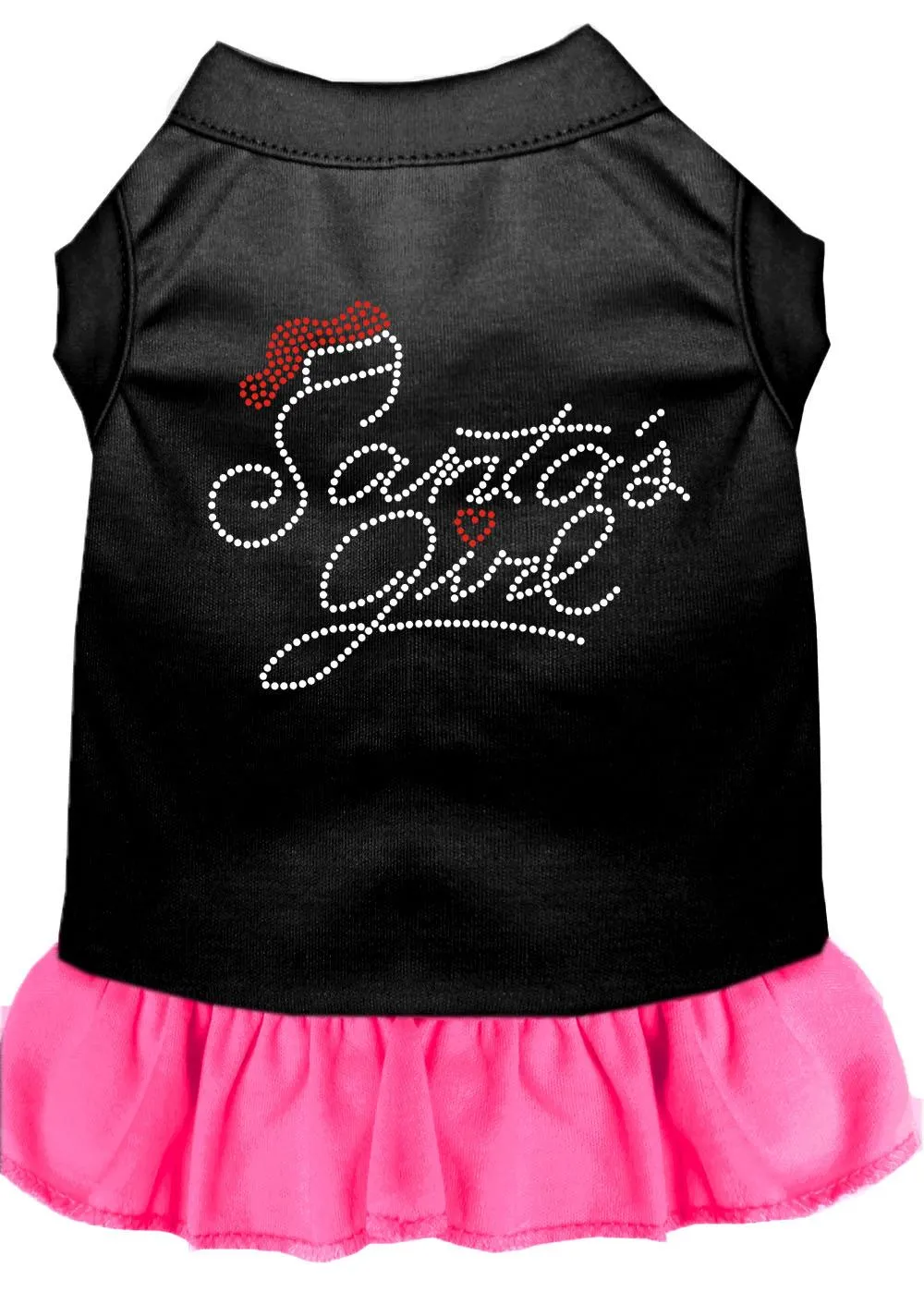 Santa's Girl Rhinestone Dog Dress Black With Bright Pink Xxxl (20)