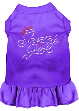 Santa's Girl Rhinestone Dog Dress Purple Lg (14)