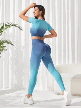 SHEIN Yoga Basic Seamless High Elastic Gradient Sports Suit