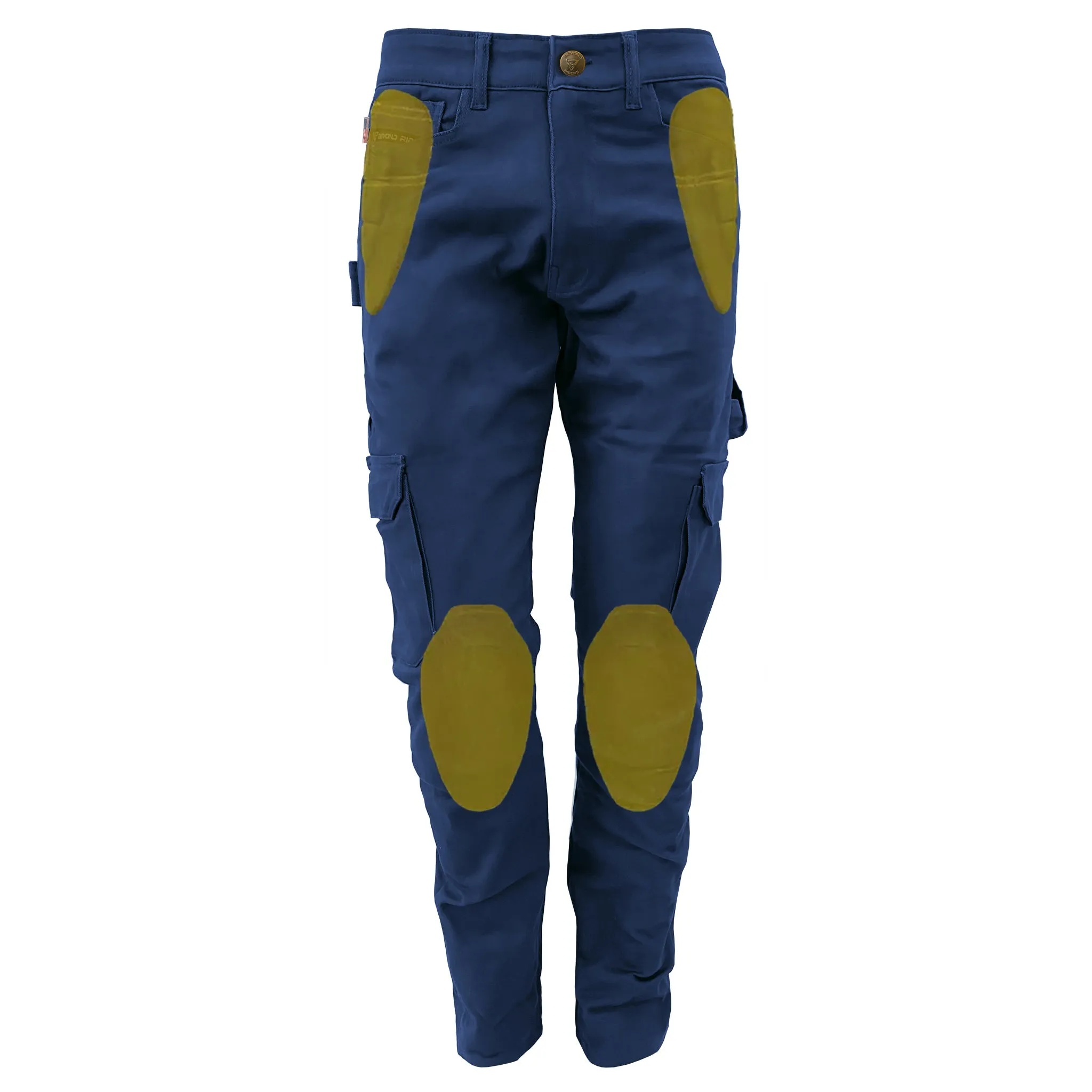 Straight Leg Cargo Pants - Navy Blue with Pads