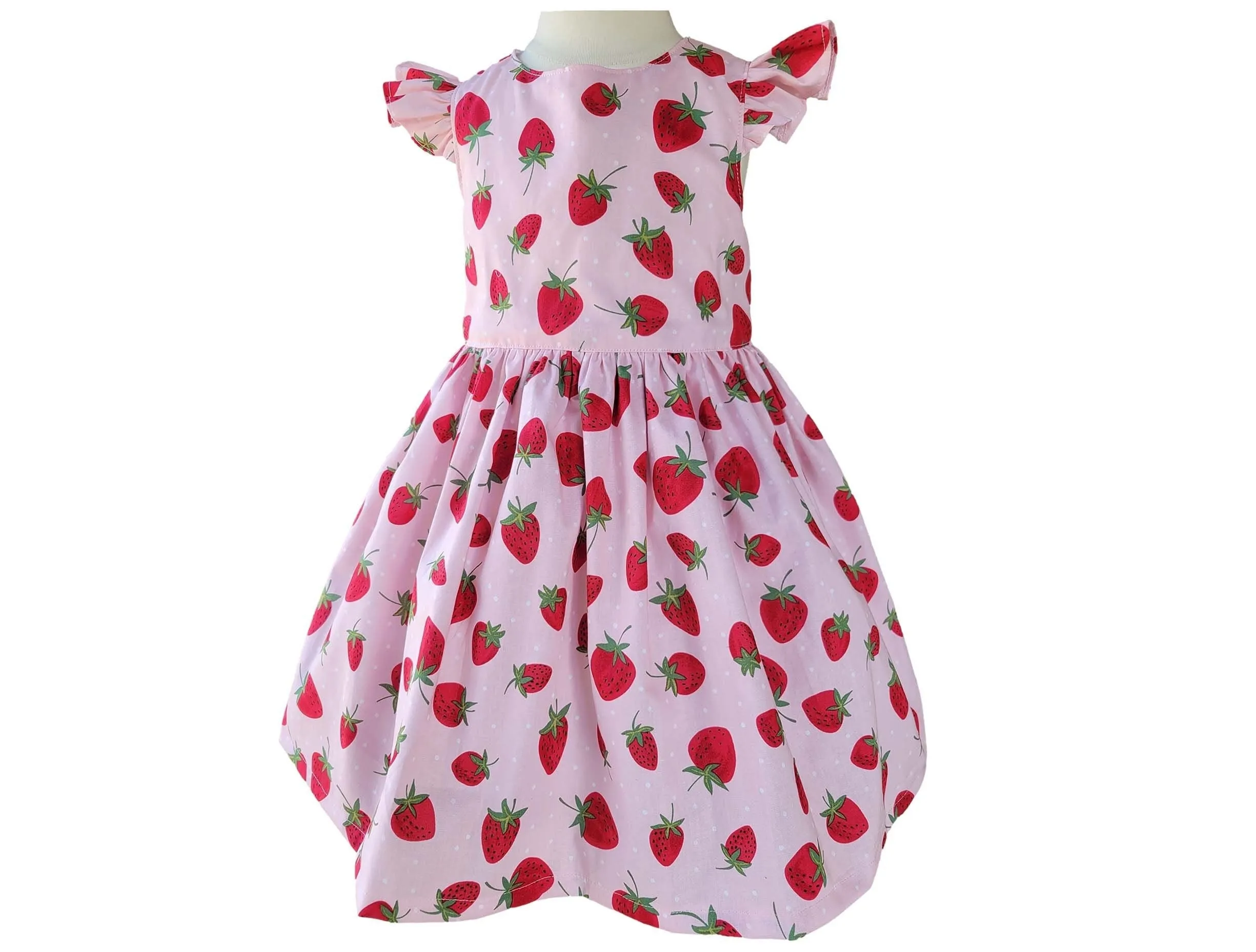 Strawberries Dress, Strawberry Birthday Dress, Girl Birthday Party Dress, Toddler Strawberry Birthday Dress, Girls Dress,   Hand Made dress