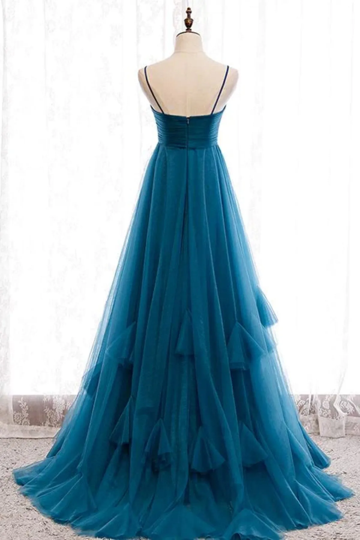 Sweetheart Neck Blue Long Prom Dress, Long Blue Formal Graduation Evening Dress A1913