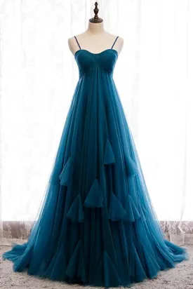 Sweetheart Neck Blue Long Prom Dress, Long Blue Formal Graduation Evening Dress A1913