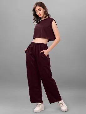 SXV Brown Trouser with Crop Top Coords Set