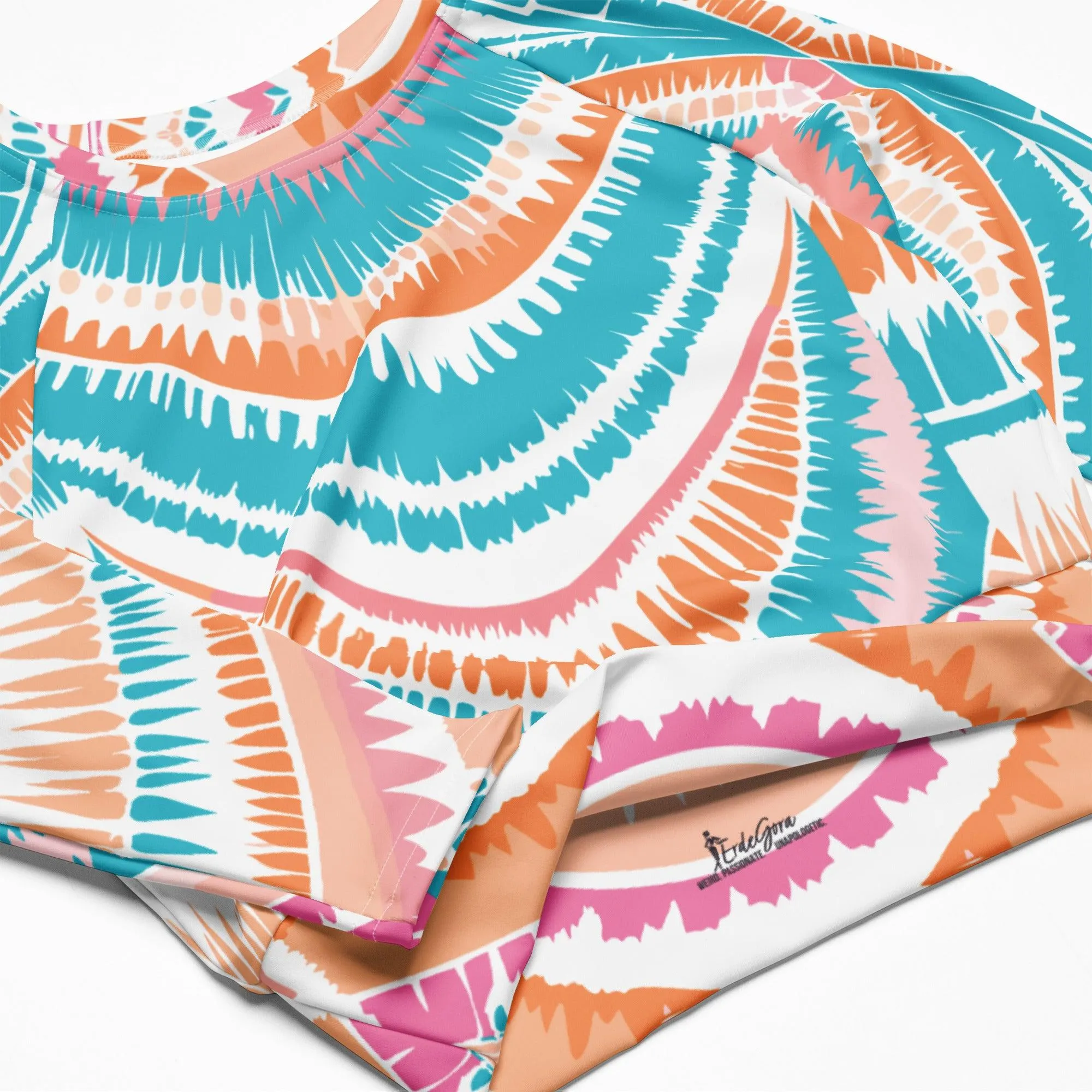 Tie-Dye Recycled Long-Sleeve Crop Top Peachy Ocean Drift