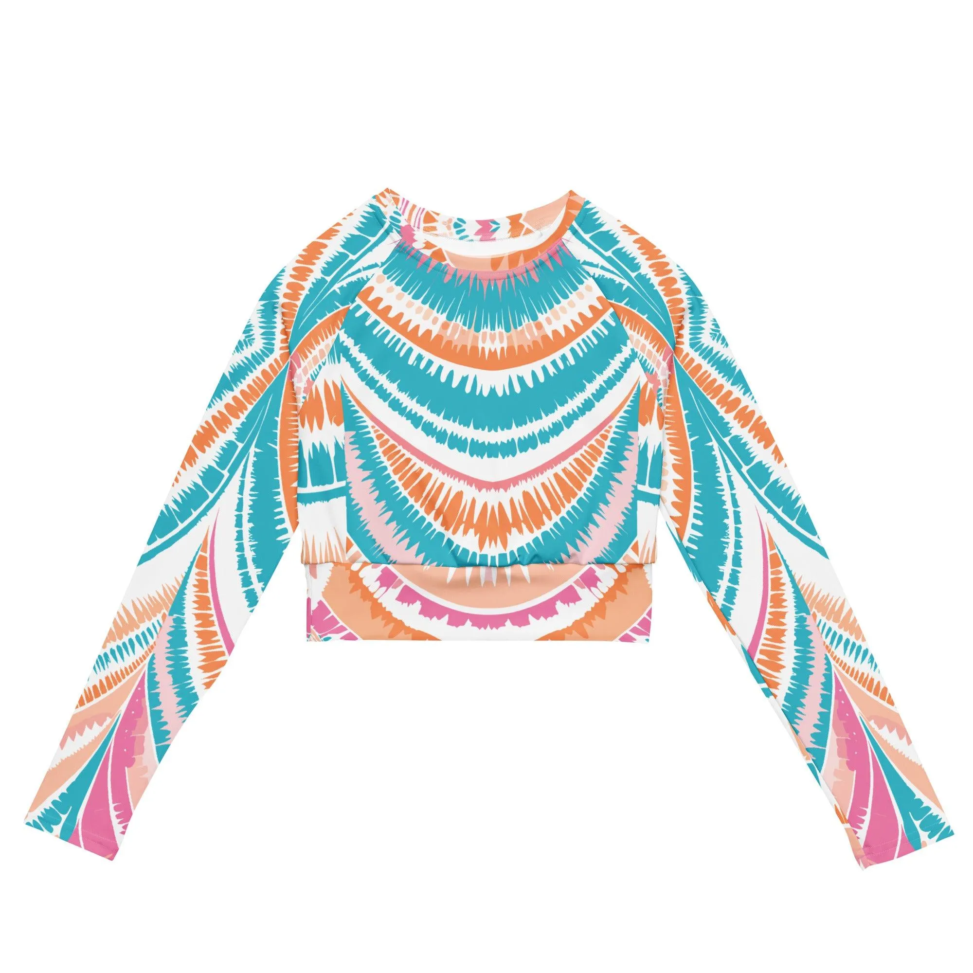 Tie-Dye Recycled Long-Sleeve Crop Top Peachy Ocean Drift