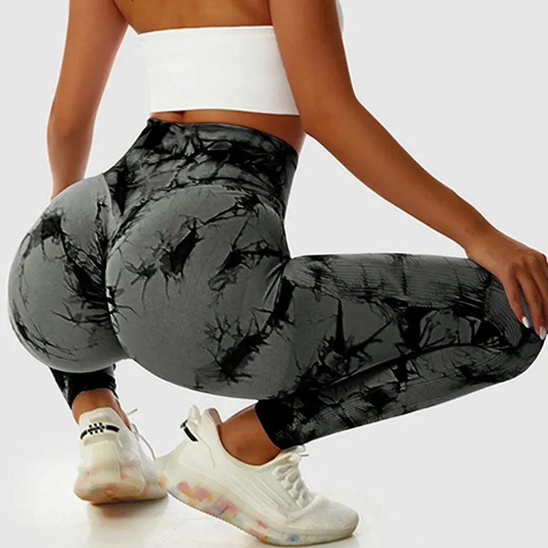 Tie Dye Sports Leggings Seamless  Fitness Yoga Pants Women High Waist Legging Workout Scrunch Butt Lifting Sports Gym Tights