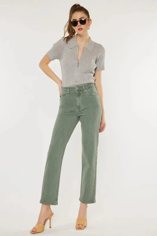 Ultra High Rise 90's Olive Straight Leg Jeans-CLEARANCE