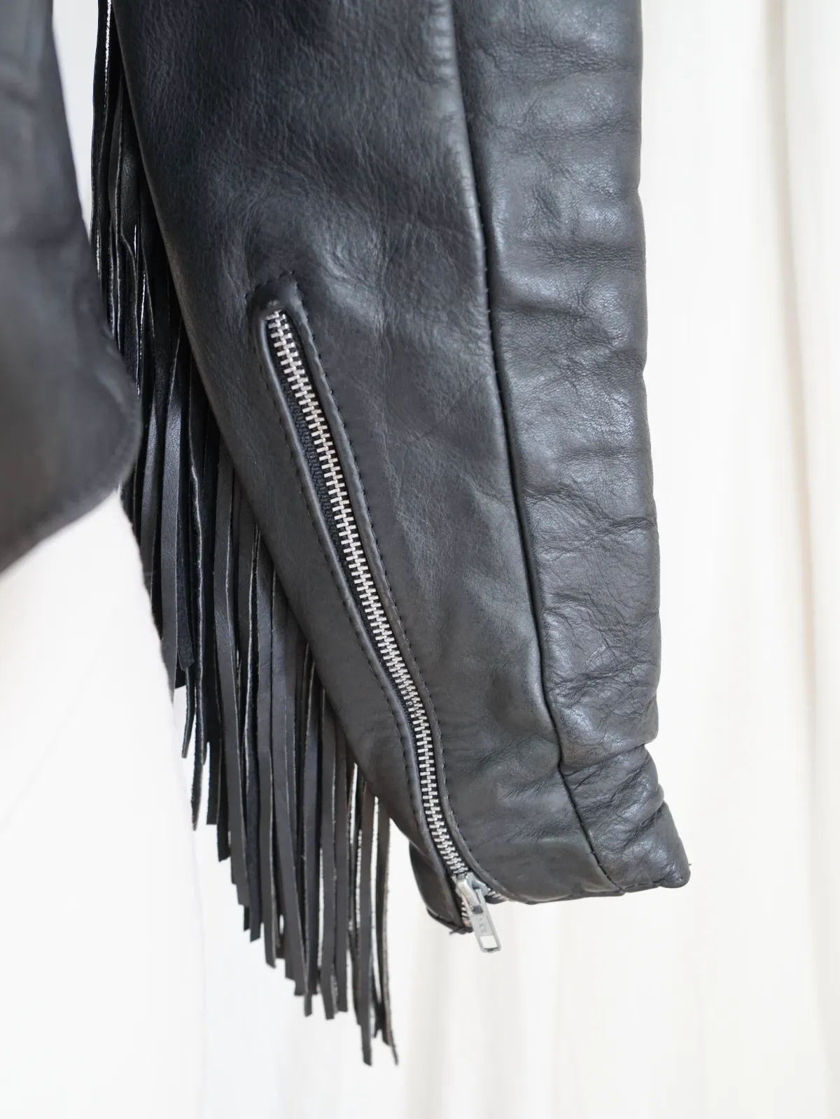 Vintage Leather Fringe Concho Biker Jacket