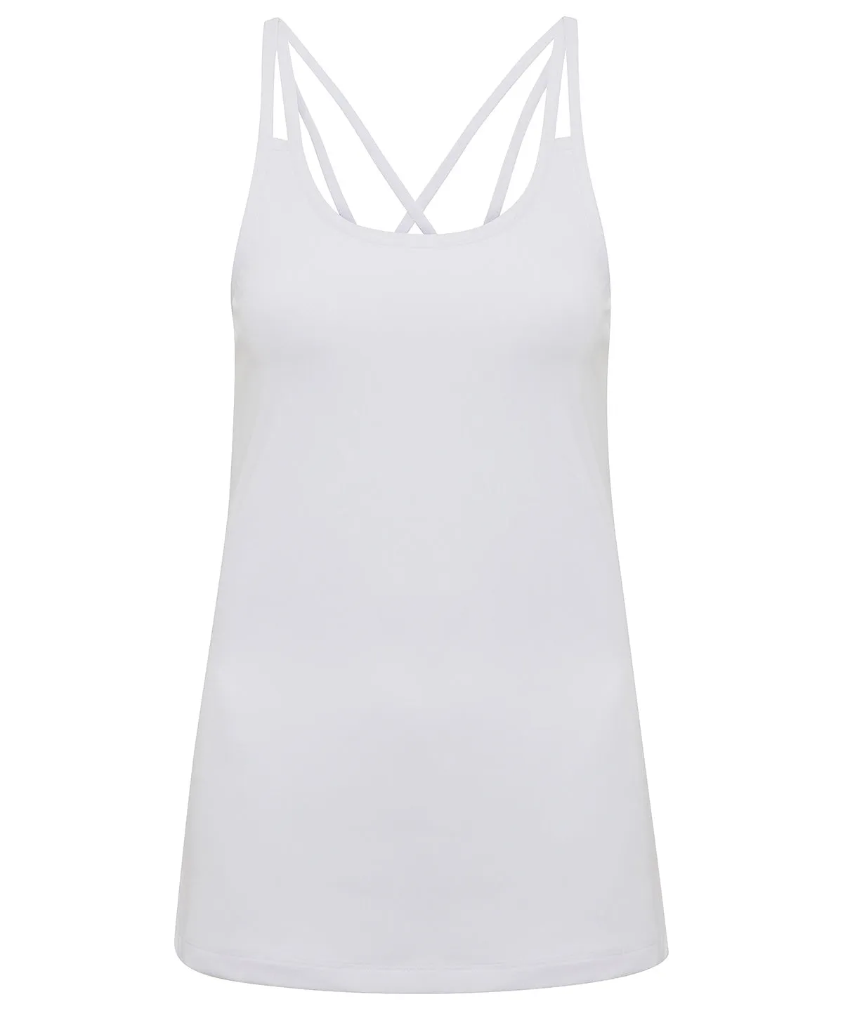 White - Women's TriDri® 'laser cut' spaghetti strap vest