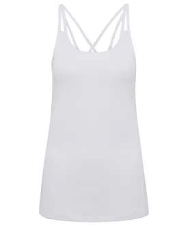 White - Women's TriDri® 'laser cut' spaghetti strap vest