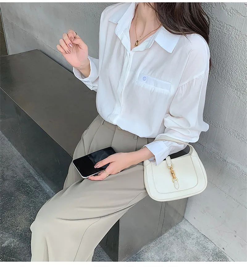 Wjczt Casual Loose High Waist Wide Leg Pants Women Autumn Solid Slim Straight Suit Pant Female Button Floor-Length Trousers