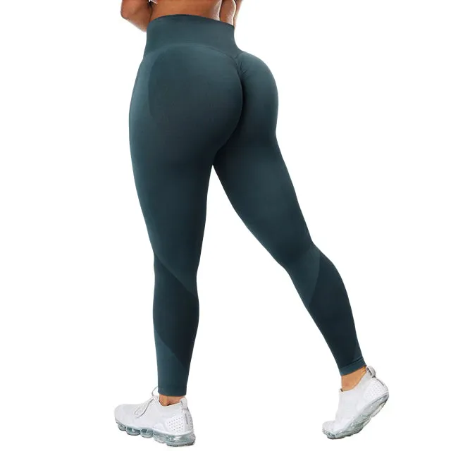 Wjczt Seamless Leggings Solid Scrunch Butt Lifting Booty High Waisted Sportwear Gym Tights Push Up Women Leggings For Fitness