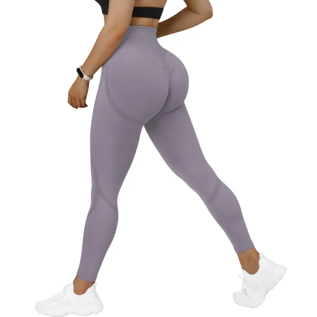 Wjczt Seamless Leggings Solid Scrunch Butt Lifting Booty High Waisted Sportwear Gym Tights Push Up Women Leggings For Fitness