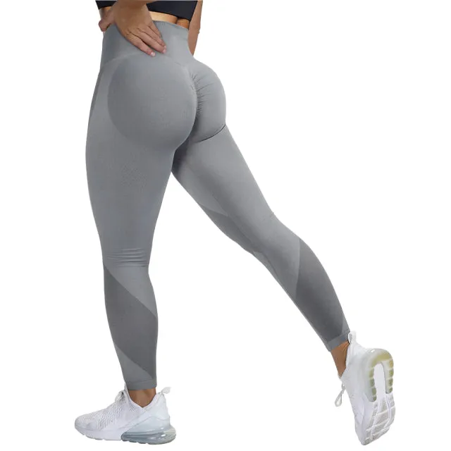 Wjczt Seamless Leggings Solid Scrunch Butt Lifting Booty High Waisted Sportwear Gym Tights Push Up Women Leggings For Fitness