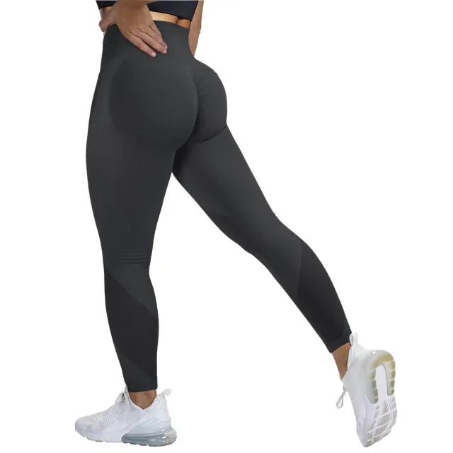 Wjczt Seamless Leggings Solid Scrunch Butt Lifting Booty High Waisted Sportwear Gym Tights Push Up Women Leggings For Fitness