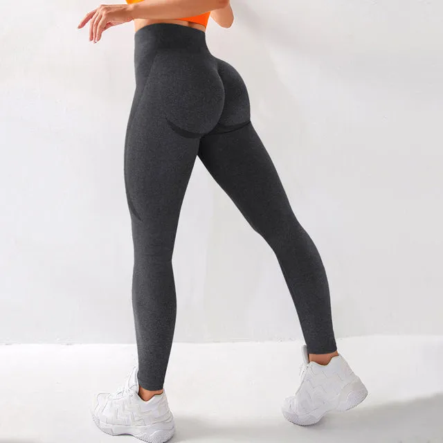 Wjczt Seamless Leggings Solid Scrunch Butt Lifting Booty High Waisted Sportwear Gym Tights Push Up Women Leggings For Fitness