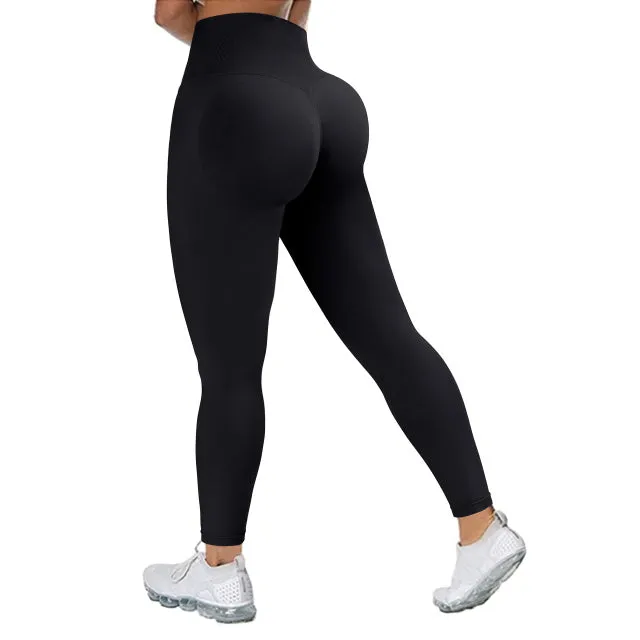 Wjczt Seamless Leggings Solid Scrunch Butt Lifting Booty High Waisted Sportwear Gym Tights Push Up Women Leggings For Fitness