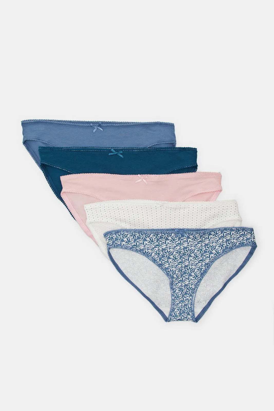 Women Assorted Printed And Plain Bikin Brief Set (Pack Of 5)