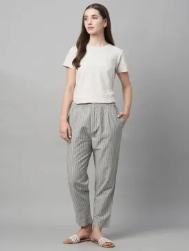 Women's Grey Cotton Linen Regular Fit Pant