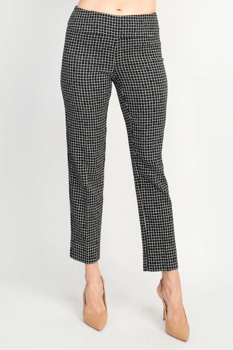 Zac & Rachel black white irregular mini square print fitted pants