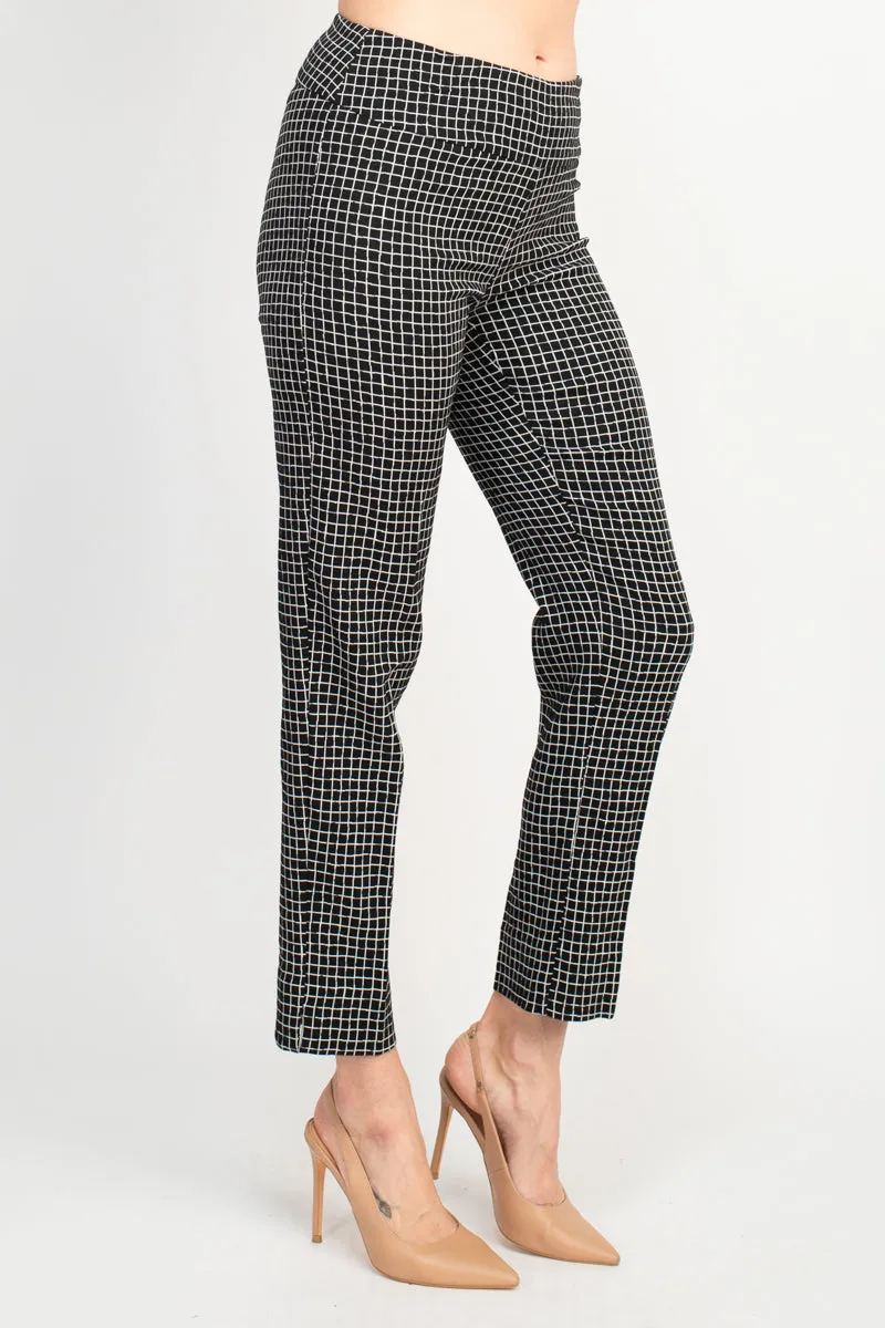 Zac & Rachel black white irregular mini square print fitted pants